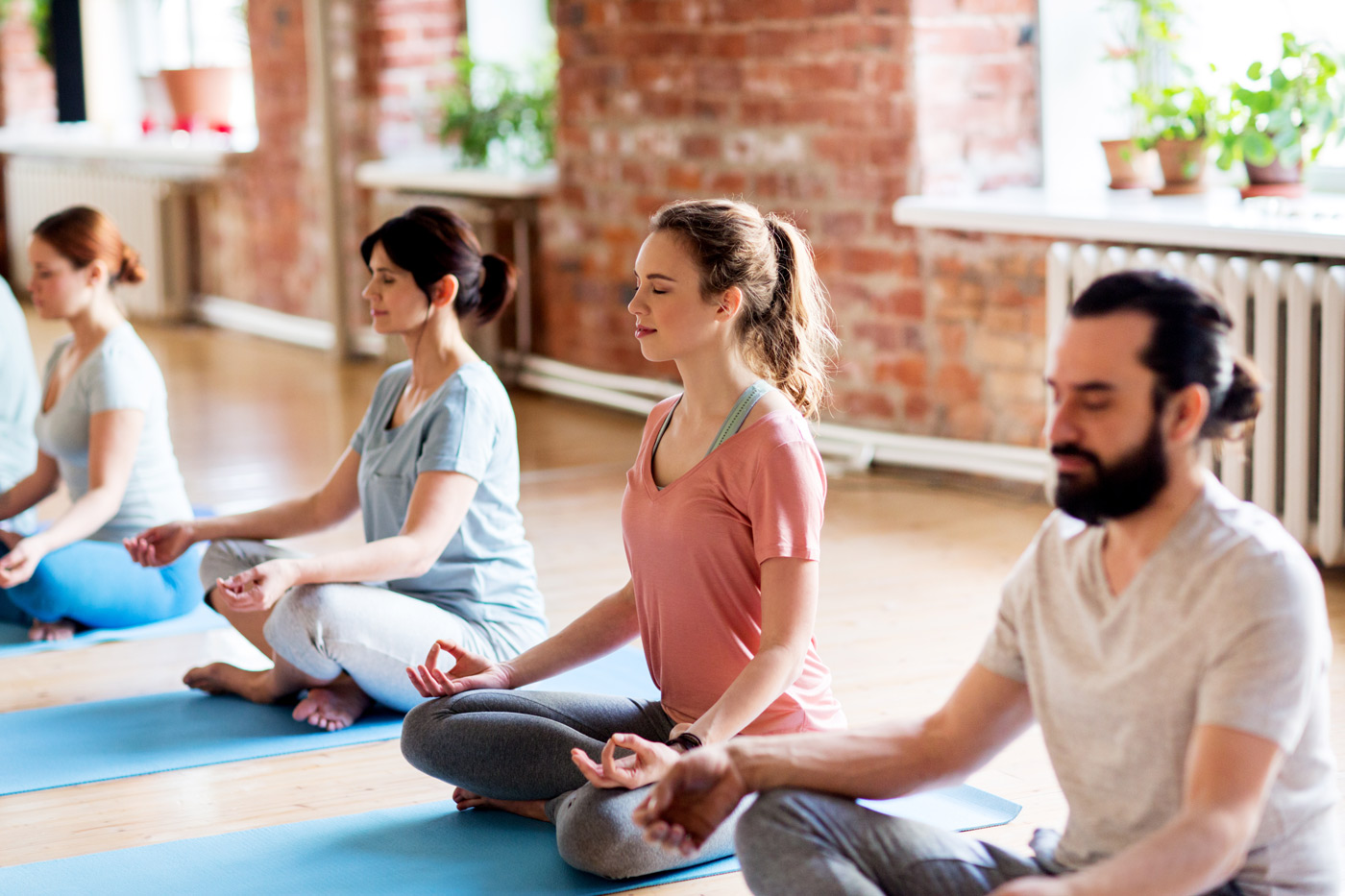 Health club yoga class